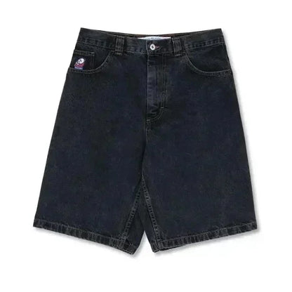 Hip Hop Rhinestones Graphical Baggy Jeans Blue Streetwear Y2k Gothic Shorts