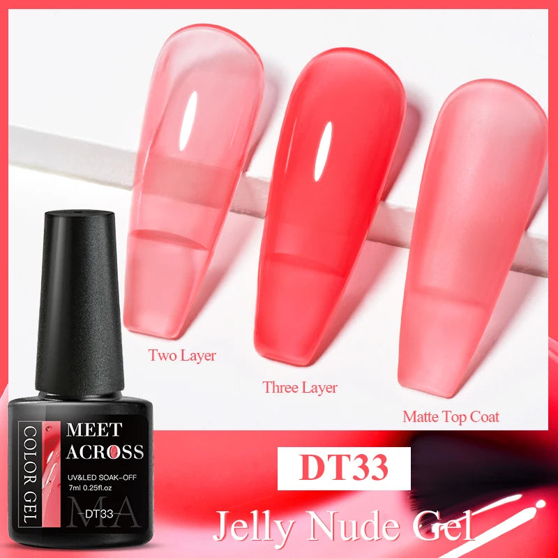 MEET ACROSS 7ml Brown Series Gel Nail Polish Autumn Coffee Color Nail Art Gel Nail Supplies Semi-Permanent Varnish Manicure