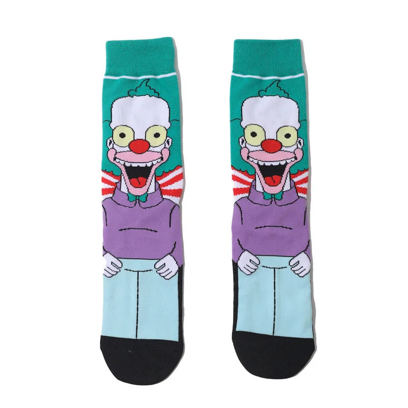 Simpsons Cartoon Anime Funny Socks Men Hip Hop Print Novelty Crazy Sokken Hip Hop Unisex Comfortable Skateboard Happy Meias