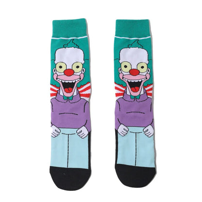 Simpsons Cartoon Anime Funny Socks Men Hip Hop Print Novelty Crazy Sokken Hip Hop Unisex Comfortable Skateboard Happy Meias