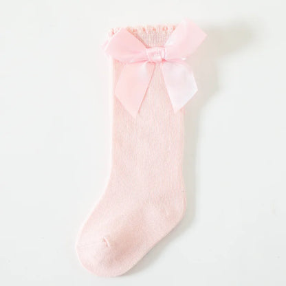 Baby Toddlers Socks Spring Summer Autumn Children Girls Knee High Long Sock Cotton Big Bow Spanish Style Kids Floor Socks