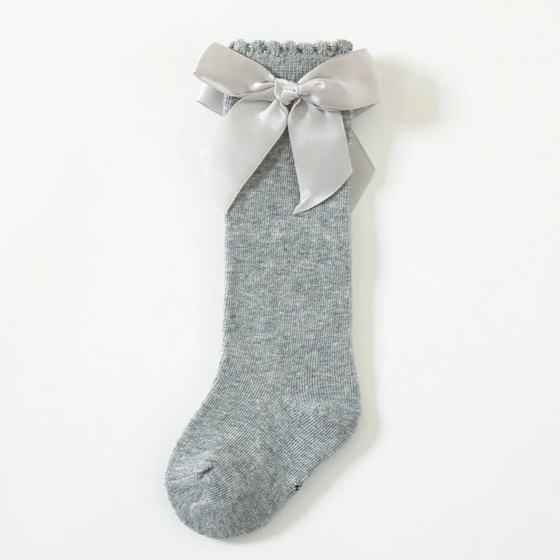1 Pairs Kids Socks Toddlers Girls Big Bow Knee High Quality Long Soft Autumn Winter 100% Cotton Lace Baby Tube Sock Calcetines