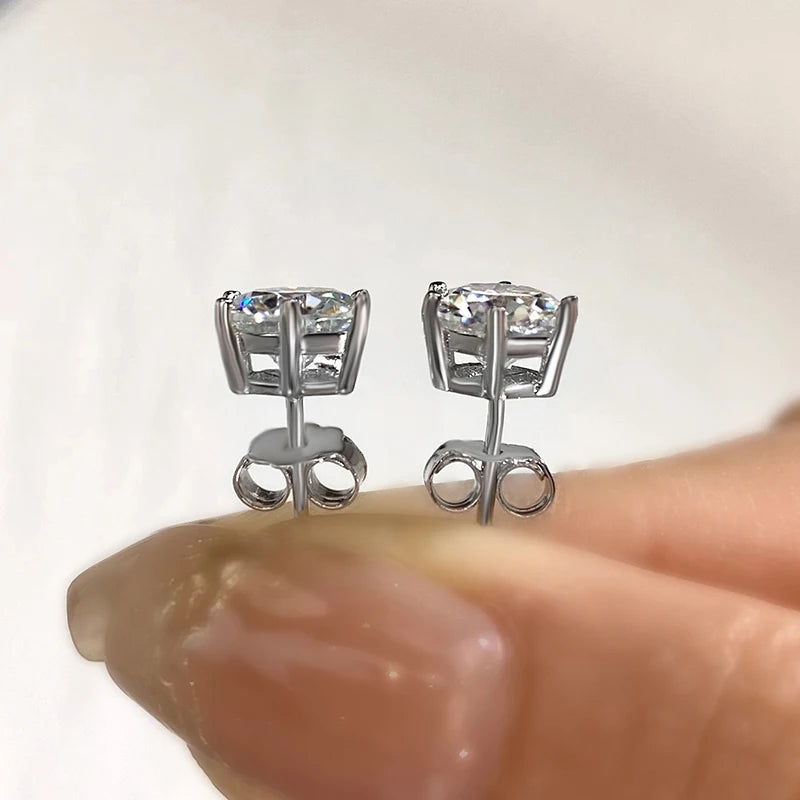 Certified Moissanite Stud Earrings Lab Created Diamond 925 Sterling Silver
