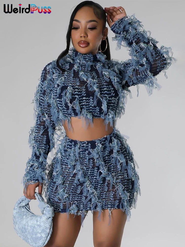 Weird Puss See Through Patchwork 2 Piece Set