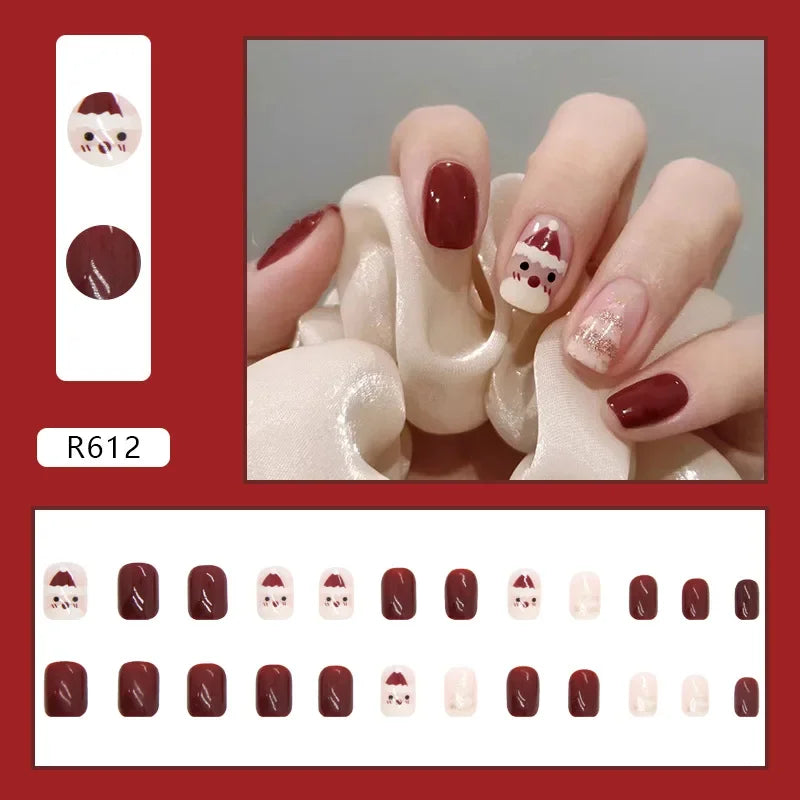 24Pcs New White Daisy Fake Nails Short Simple Detachable Wearable Armor Wearing Reusable False Nails Ballerina Press on Nail Set