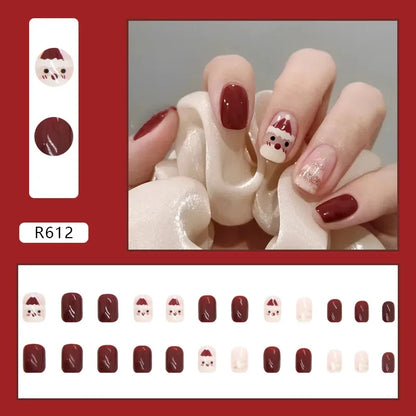 24Pcs New White Daisy Fake Nails Short Simple Detachable Wearable Armor Wearing Reusable False Nails Ballerina Press on Nail Set