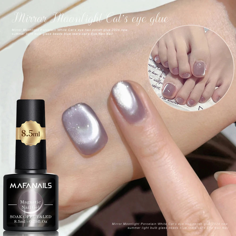 8.5ml Nude Pink Water Light Cat Eye Gel Semi Permanent Holographic Crystal Magnetic Gel Polish For Nail Art DIY Nail Varnish