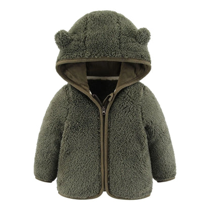 Spring and Autumn Children's Fleece Coat Baby Bear Ears Long Sleeve Warm Jacket 0-3 Years Old Child Clothing