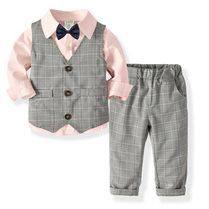 Boys Suits Clothes For Wedding Formal Party clothes Striped Baby Vest Shirt Pants Kids Boy Outerwear
