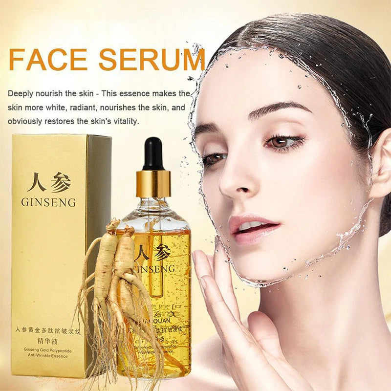 100ml Ginseng Essence Anti Aging Wrinkle Face Serum,Hyaluronic Acid Nicotinamide Facial Skin Lifting Firming Collagen Care Cream