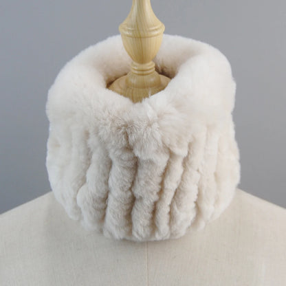 Good Elastic Rex Rabbit Fur Ring Scarves Winter Warm Women Genuine Rex Rabbit Fur Scarf Knitted Real Natural Fur Wraps Headbands