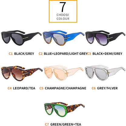 Retro Pilot Luxury Brand Sunglasses Green Leopard Frame Female