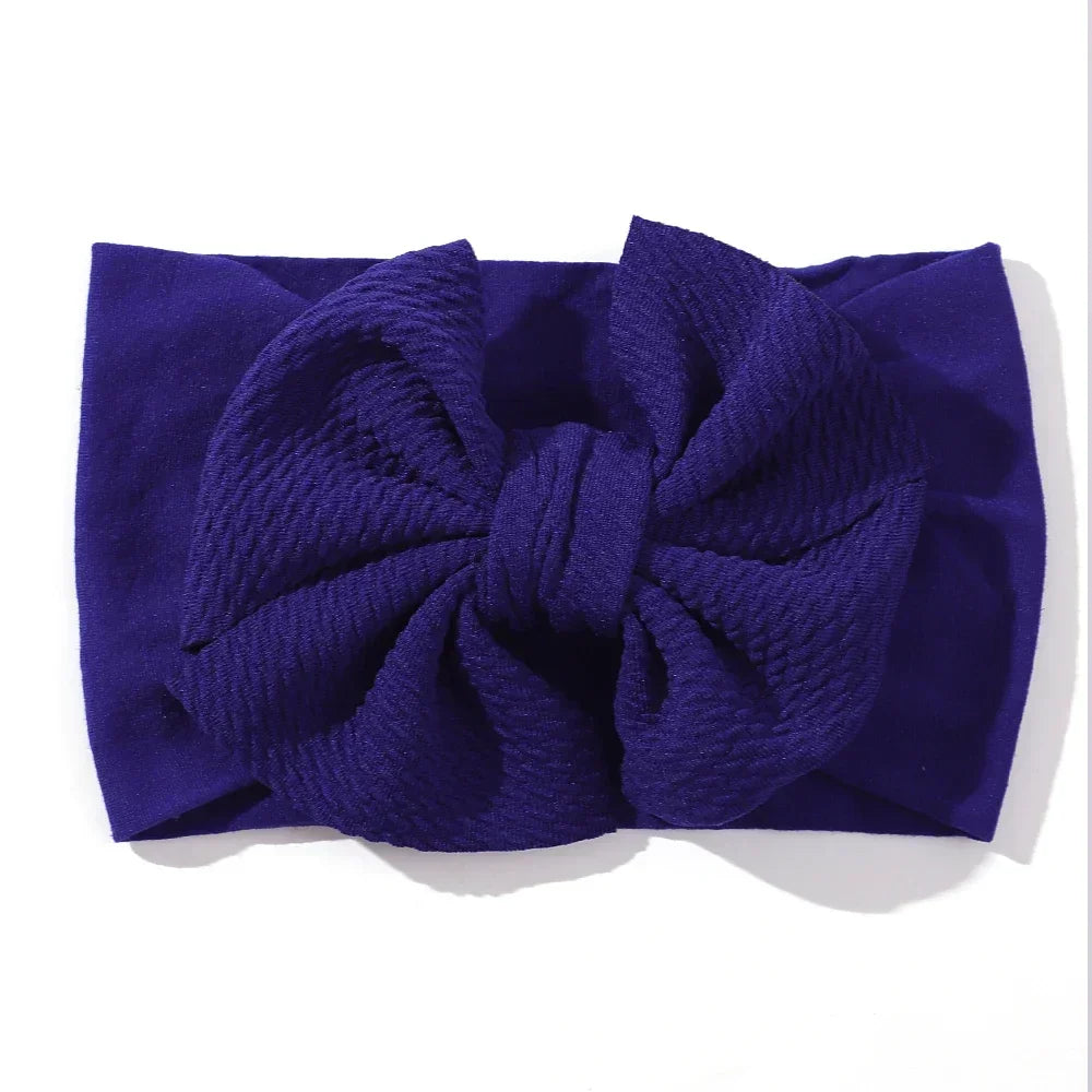 1Pcs Baby Elastic Headband Lovely Big Bows Wide Head Band Soft Newborns Solid Color Headscarf Hairband Babe Hair Accessories