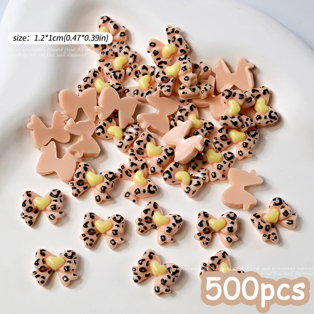 500pcs Cute Sanrio Nail Art Charms 3D Pink Bow Hello Kitty Cinnamoroll Nail Decoration