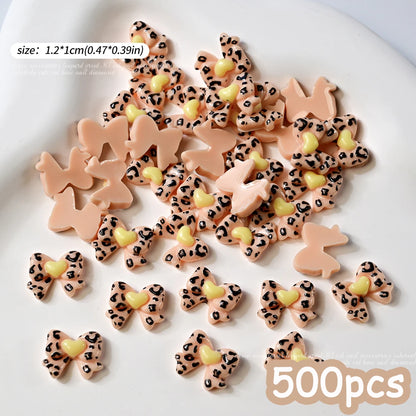 500pcs Cute Sanrio Nail Art Charms 3D Pink Bow Hello Kitty Cinnamoroll Nail Decoration