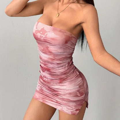 Sexy Spaghetti Straps Printing Mini Dresses