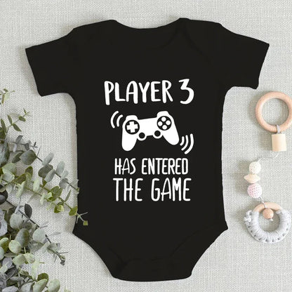 Cute Baby Onesies "Player 3 Has Entered The Game" Funny Jumpsuits Newborn Bodysuits Cotton Casual Boys Girls Clothes Jumpsuits