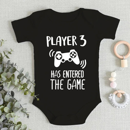 Cute Baby Onesies "Player 3 Has Entered The Game" Funny Jumpsuits Newborn Bodysuits Cotton Casual Boys Girls Clothes Jumpsuits