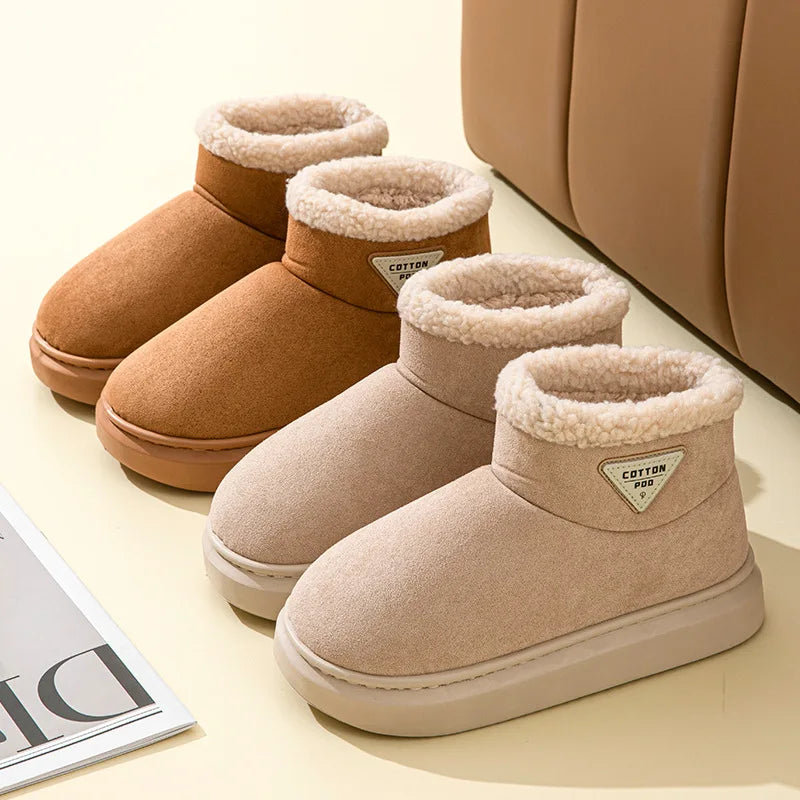 Litfun Women Winter Furry Snow Boots Outdoor Warm Fuzzy Lined Cotton Boots Non-slip Comfort House Cotton Shoes Soft Plush Shoes