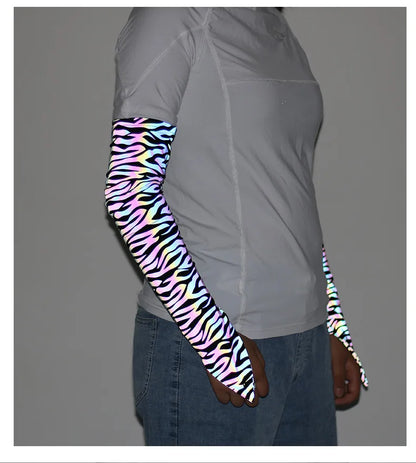 2025 Spring Summer Women Colorful Reflective SleeveS Y2K Harajuku Personality Printed Outdoor Sports Sunscreen Sleeve рукава