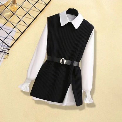 Large Autumn and Winter Suit for Women Vest Shirt Casual Slim Jeans Three Piece Set