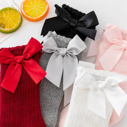 Girls Stockings Big Bow Baby Knee High Socks Kids Mesh Ballet Toddlers Lace Children Clothing Infant Anti-Slip Legging Bodysuits