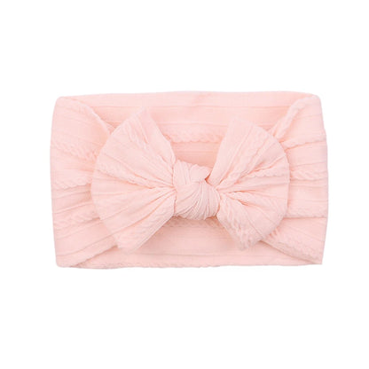 Solid Colors Cables Turban Kids Bows Headwear Headband For Baby Girls Newborn Soft Nylon Elastic Hair Bands Hair Accessories
