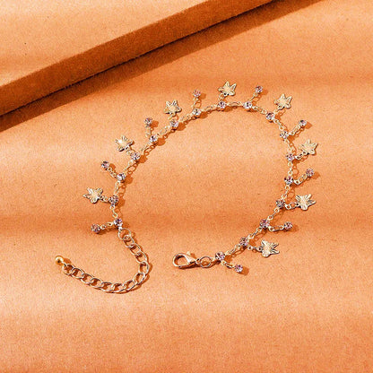 Boho Rhinestone Butterfly Pendant Anklet For Women