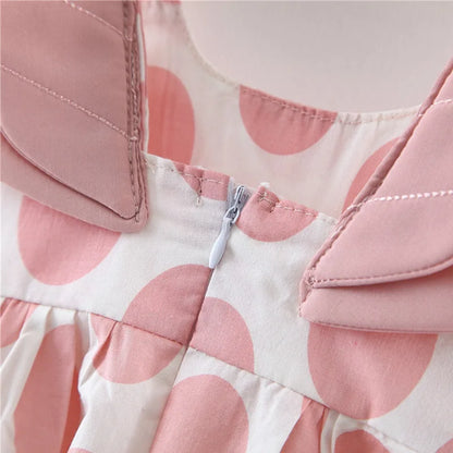 0-3 Year Old Girls Summer New Girls Dress With Halter Cherub Wings Polka Dot Promotional Girls Dress Birthday Party Team Dress