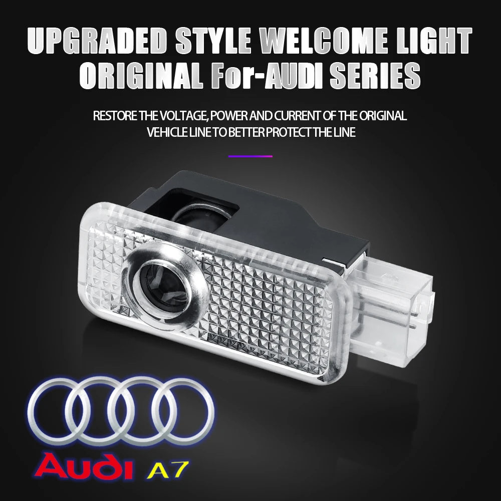 2Pcs Car Door Welcome Light Led HD Projector Lamp Courtesy Lights for Audi SLine S3 S4 S7 S6 A5 A3 A4 RS A6L A7 A4L Q5 Q7 A8L Q3