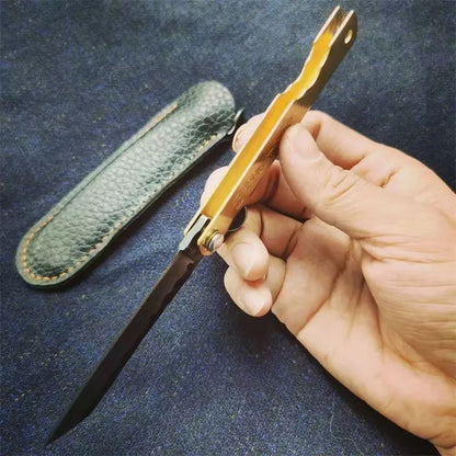 Damascus textured knife, EDC convenient pocket folding knife, outdoor camping self-defense survival knife