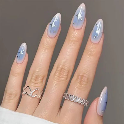 24Pcs Pink Almond French Press on Nails With 3D Bow ripple charms Design Fake Nails Ballerina False Nails Full Cover Nail Tips