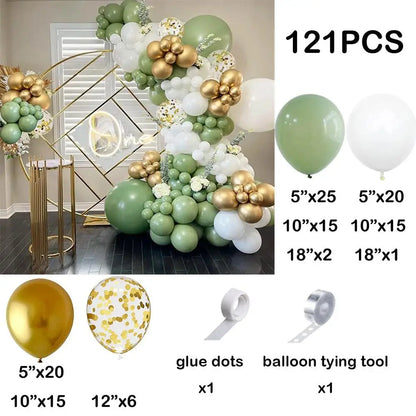 92pc Sage Green Balloons Garland Arch Kit White Gold Confetti Balloon Baby Shower Birthday Party Wedding Decoration Latex Globos