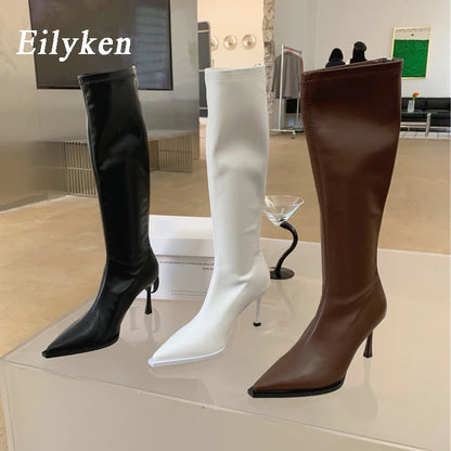 Sexy Pointed Toe High Heels Women Knee-High Boots 2025
