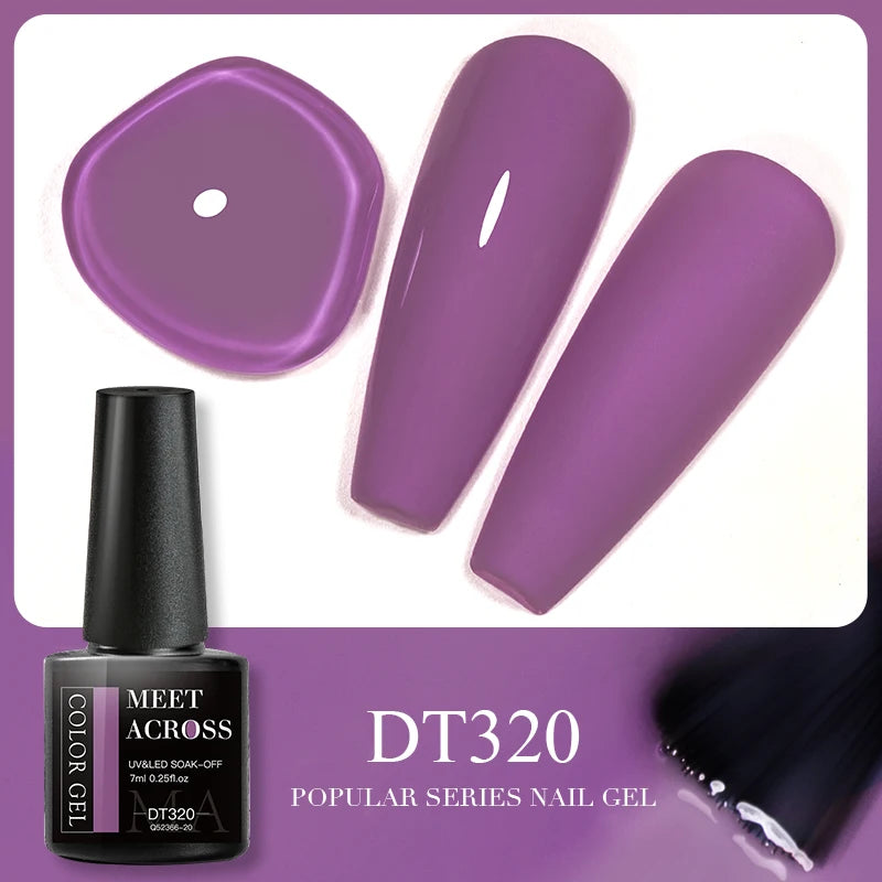 MEET ACROSS 7ml Brown Series Gel Nail Polish Autumn Coffee Color Nail Art Gel Nail Supplies Semi-Permanent Varnish Manicure