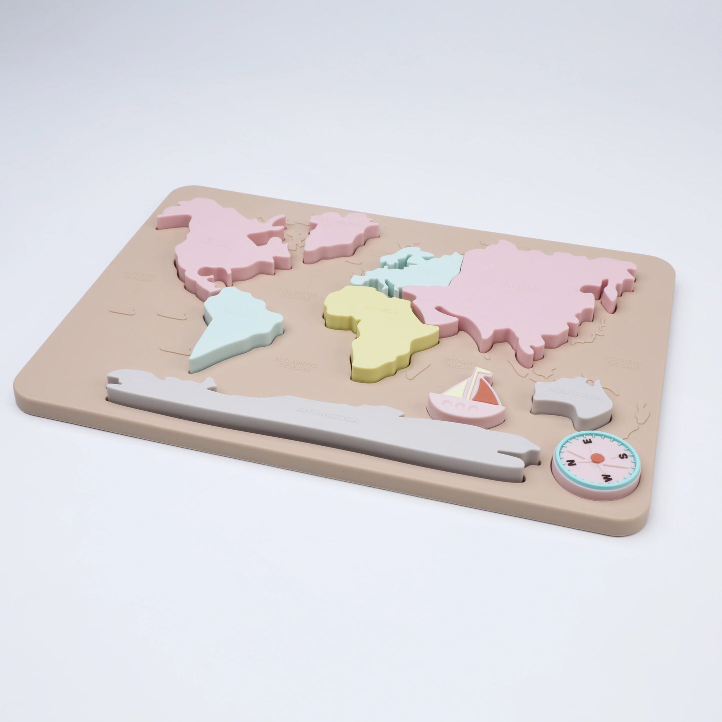 Baby Montessori Learning Educational Math Toy World Map Puzzle Toys Matching Toy Soft Silicone Toy For Kids Children Accessories