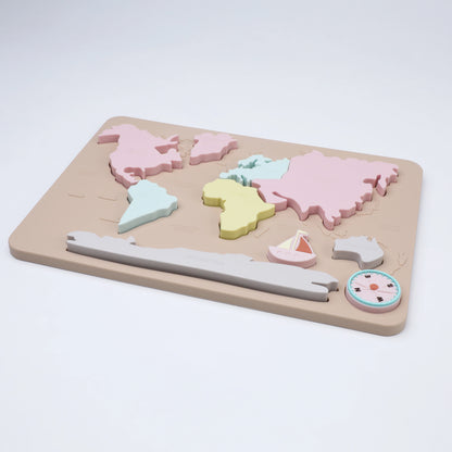 Baby Montessori Learning Educational Math Toy World Map Puzzle Toys Matching Toy Soft Silicone Toy For Kids Children Accessories