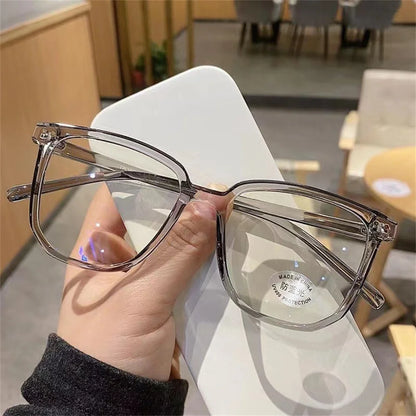 Large Square Frame Anti-Blue Light Glasses Fashion Retro Eye Protection Classic Plain Glass