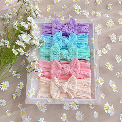 1Pcs Newborn Baby Headband For Girls Elastic Knit Children Turban Baby Bows Soft Nylon Kids Head-wear Hair Accessories 18 Colors