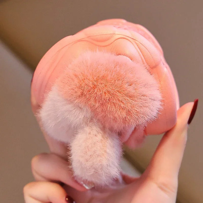 New Winter Rabbit Girls Cotton Slippers Cute Cartoon Anti Slip Soft Bottom Boys Plush Slippers Fashionable Warm Baby Strap Boots