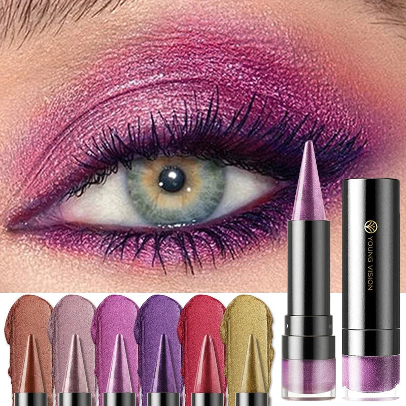 Metallic Purple Lipstick Tapered Lip Liner Waterproof Easy To Apply Non-stick Nude Red Glitter Lipstick Crayon Eyeshadow Pencil