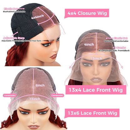 13x4 Reddish Brown Body Wave Lace Frontal Human Hair Wig