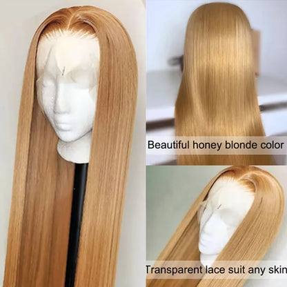 13x4 Straight Honey Blond Lace Front Wigs Human Hair 13x6 Hd Lace Frontal Wig For Women 27# Colored Lace Front Wigs Brazilian