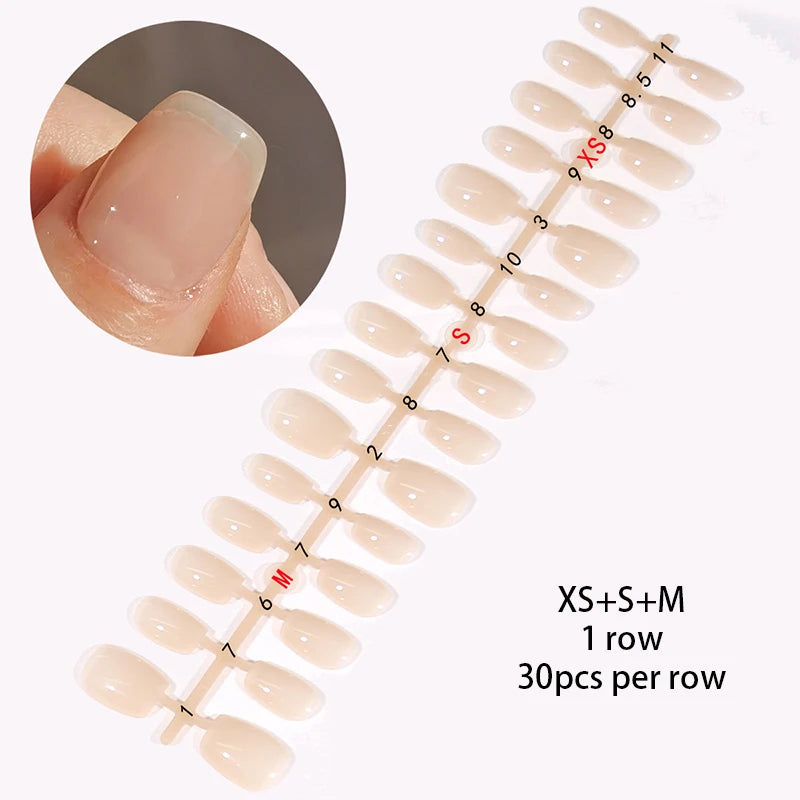 30Pcs French Gradient Short Ballet Nails Simple Nude Color False Nails Coffin Fake Nail Press On Nails Full Cover Nails