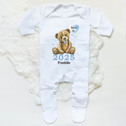 Custom Name Born in  Print Infant Sleepsuit Long Sleeve Baby Romper Casual Pregnancy Announcement Jumpsuit Babys Birth Gifts