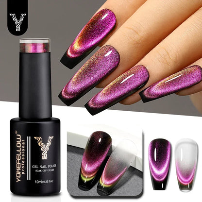 YOKEFELLOW 2025 New Dreamland Cat Eye Gel Nail Polish 10ml Dual Gloss Dreamland Color Soak Off Cat Magnetic UV Gel Varnish DIY