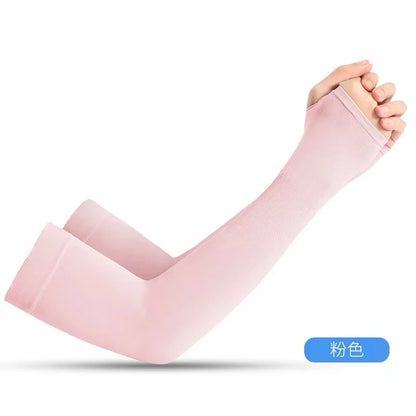 1Pair UV Protection Cooling Arm Sleeves,Women Men Summer Outdoor Sunblock Arm Cover with Thumb Hole