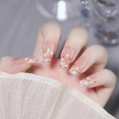 24Pcs New White Daisy Fake Nails Short Simple Detachable Wearable Armor Wearing Reusable False Nails Ballerina Press on Nail Set