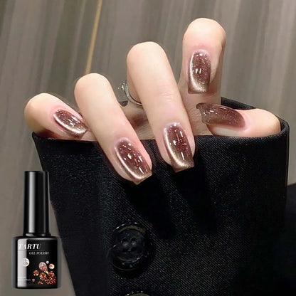 8ML Magnetic Cat Eye Gel Nail Polish Crystal Glassy Romantic Soak Off UV LED Gel Moonlight for Holiday DIY Art Party Birthday