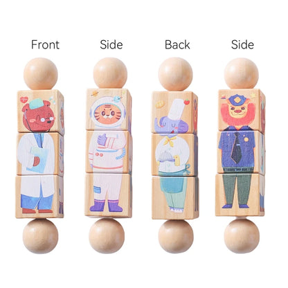Baby Wooden Rattle Montessori Toy Hand Bell Hand-on Develop Ability Toy Baby 0 12 Months Animal Rotating Puzzle Educational Toy